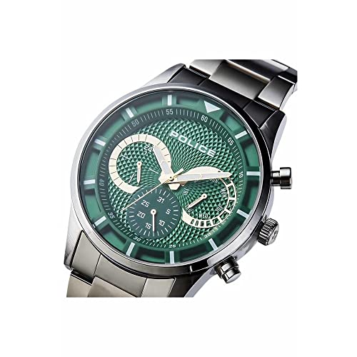 Image of Police Mens 45 mm Driver Green Dial Stainless Steel Analogue Watch - PLPEWJK2014301 (WPLPEWJK2014301, Not assigned, Not assigned)