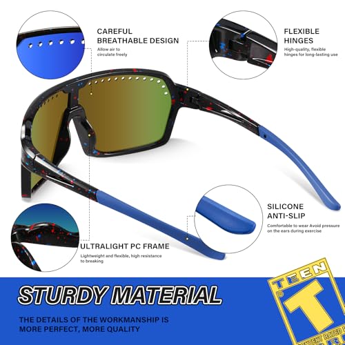 3Pack Polarized Kids Sunglasses UV400 for Youth Softball Running Cycling - image 6