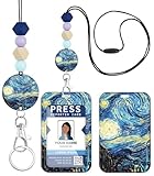 Toykee Teacher Lanyard for ID Badge Card, Art Night Painting Men Women Beaded Breakaway Neck Lanyards Name Tag Badges Holder Aesthetic Work Keys Accessories