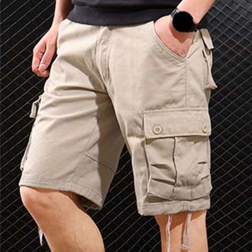Men's Lightweight Ripstop Cargo Shorts 10 Inch Inseam Stretch Work Casual Summer Beach Drawstring Twill Pants3