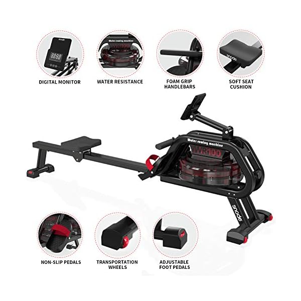 SNODE-Water-Rowing-Machine-with-Bluetooth-Rowing-Machine-for-Home-Use-with-Free-APP-Water-Resistance-Indoor-Rower-Cardio-Training-Soft-Seat-Smooth-Quiet-Home-Fitness-Workout SNODE Water Rowing Machine with 7.4Gal Large Water Tank, Quality Rower Machine with Heavy Duty Frame, 331 Lb Weight Capacity, Bluetooth Available