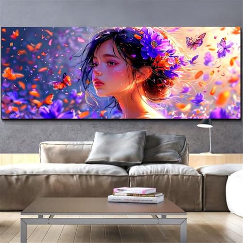 Broderie diamant papillon 80x160cm anti-stress avec strass numérotés clairs