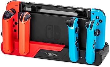 TwiHill a base de carregamento é adequada para joycon Nintendo Switch. Joycon vermelho e azul pequeno alça quatro base de carregamento, carregador Nintendo Switch esquerdo e direito gamepad