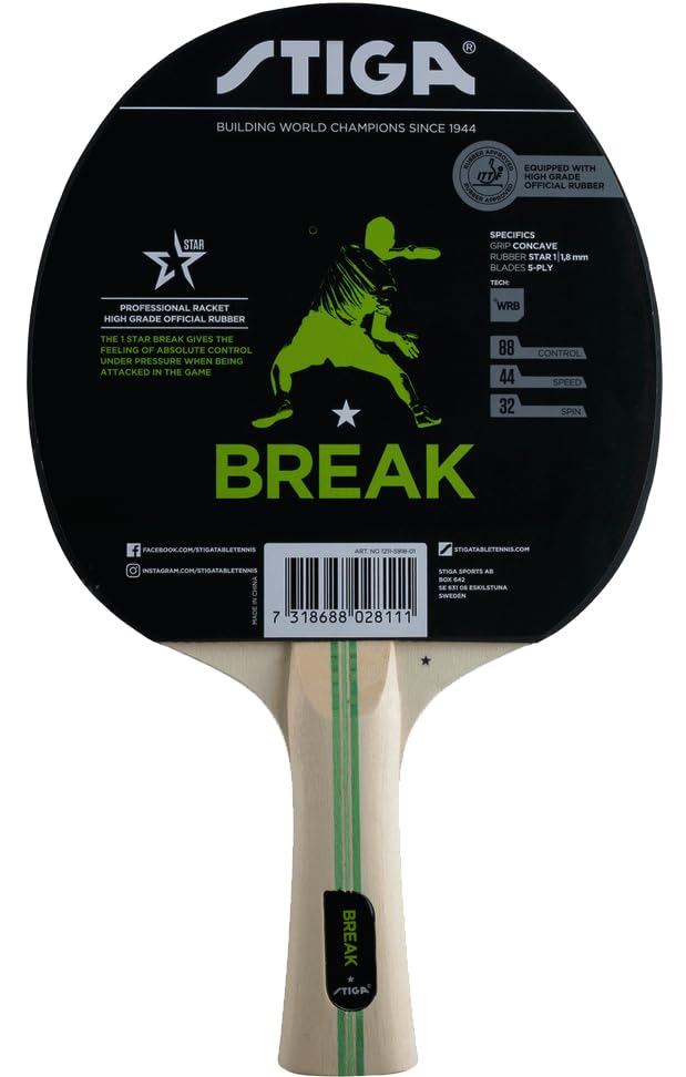 Stiga Break 1-Star Table Tennis Bat - Durable & Lightweight Paddle for Beginners-image-45