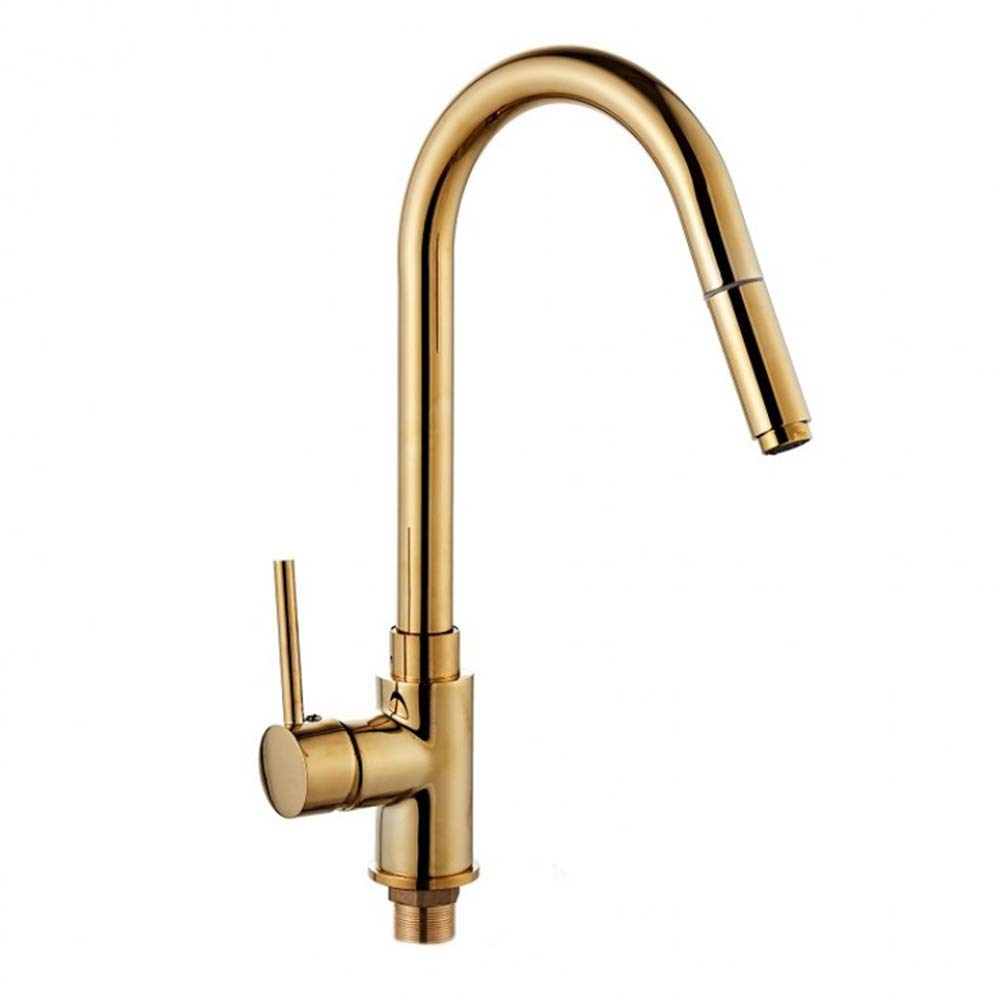 BHFPFZA 360° Rotatable Pull Down Kitchen Faucet Brass Single Handle Sink Tap with Extendable Sprayer Ideal for Easy Dish Rinsing and Kitchen Convenience