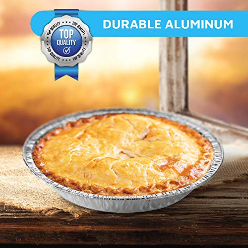 Montopack 9” Aluminum Foil Pie Pans | Round Disposable Containers With Angled Walls For Tart Baking, Storing, Serving & Reheating | Freezer And Oven Safe, Recyclable, Usa-Made| 50-Pack Of Cake Tins #TOP4