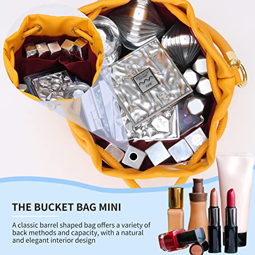 Image of JQAliMOVV Mini Leather Bucket Bags for Women Drawstring Bucket Purse Crossbody Handbags Hobo Bag