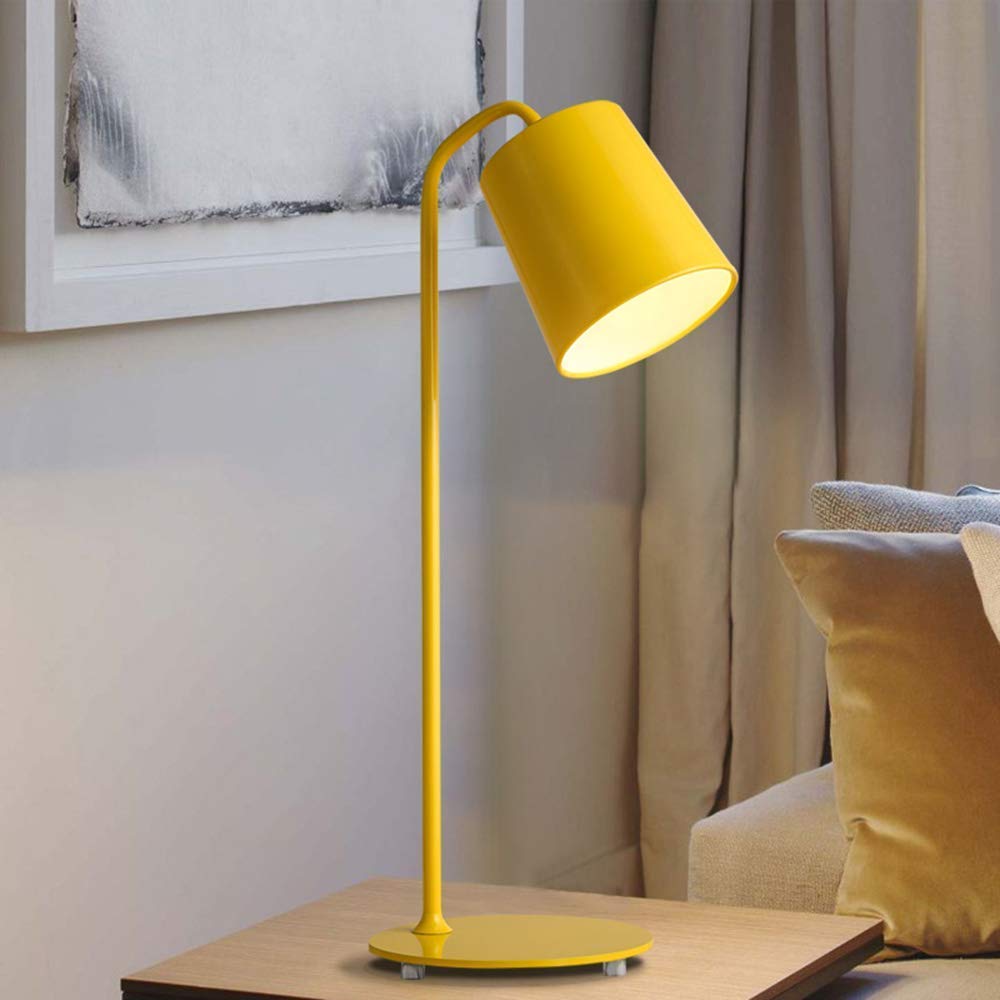 Moderne Eisen Tischlampe Gelb Augenschutz E27 Arbeitsleuchte Lernlampe Leselampe Schlafzimmer Nachttisch Lampe 19 * 25 * 59 Cm