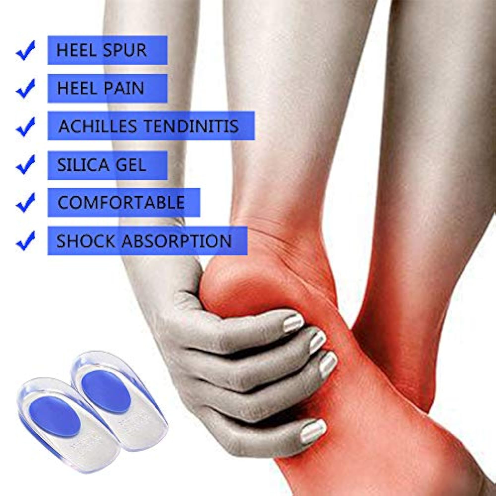 Gel Heel Cups Plantar Fasciitis Inserts-Silicone Gel Heel Pads