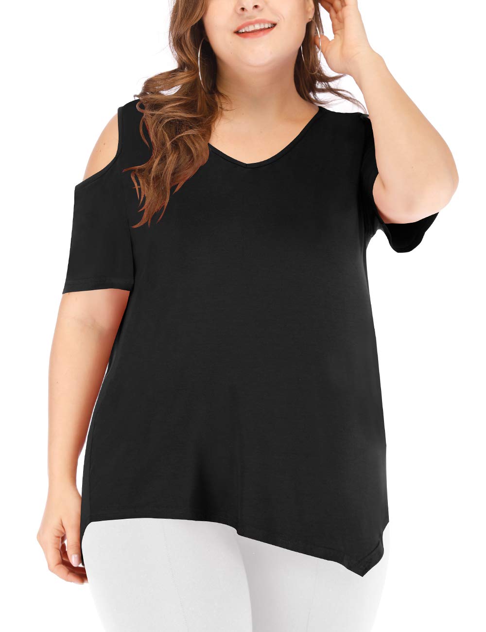 liher Women's Plus Size Tops Casual Short Sleeve Basic Summer T Shirt