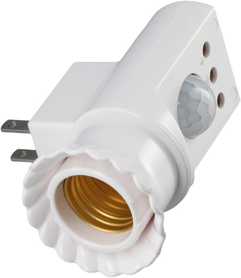 E27 Screw Light Socket Plastic Durable White Motion Detection Sensor Switch Portable Ac 110V Human Body Infrared Sensing Plug Corridor