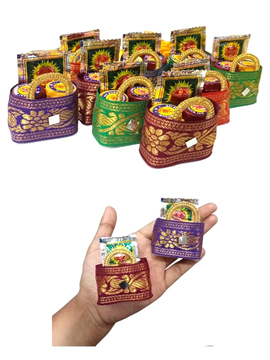 Pranaam product handmade bag shape with pasupu kumkum ethnic latest tamboolam return gifts (2.6 * 2.6 inches) (20mix color)(C1) (B0CST653KM) Amazon Price History, Amazon Price Tracker