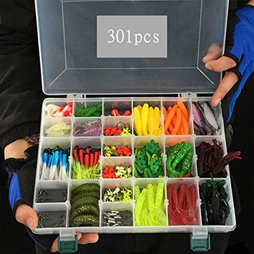 Fishing Lure And Bait Attractants Kits Set，Topwater Lures Rubber Plastic Bait，Fishing Tackle Box Swimbait For Bass Trout Salmon 301Pcs #TOP3
