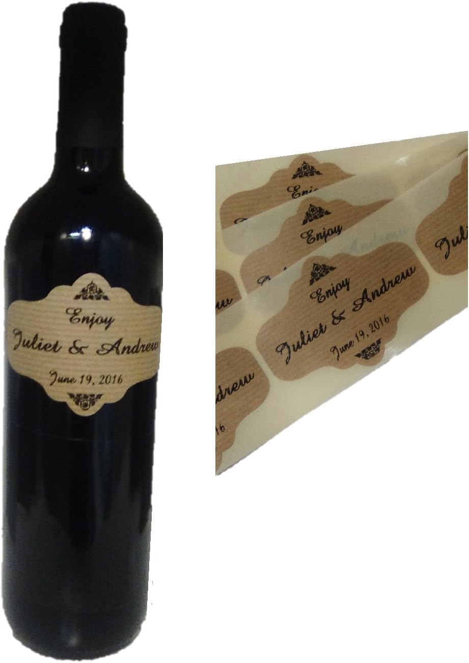 Etiketten aus Kraftpapier für Weinflaschen, Bierflaschen, 9 x 6 cm, personalisierbar, Rolle (500)