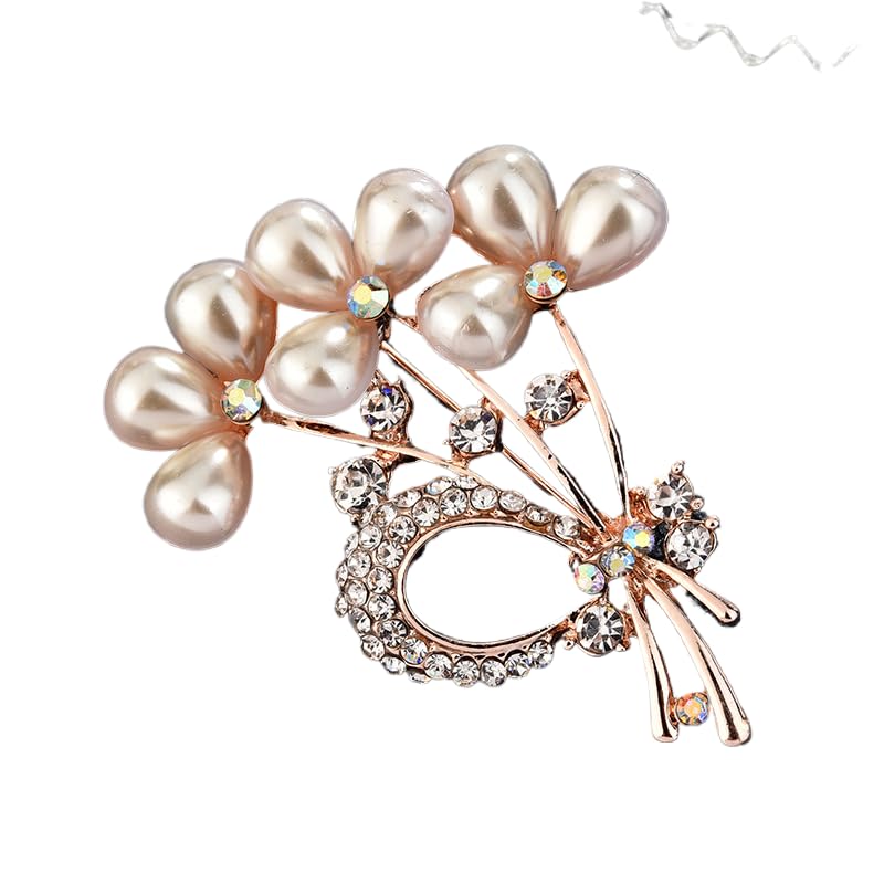 Image of Brooch Pins for Women,Pearl Crystal Gold Brooch Jewelry
