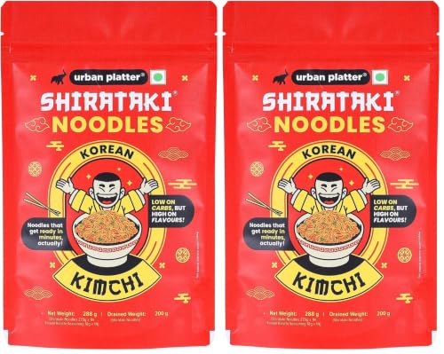 Image of Urban Platter Korean Kimchi Shirataki Noodles, 288g (Konjac Noodle | Keto-friendly, Low-Carb, Fat-free | Kimchi Flavour | Ready in Minutes) (Pack of 2)