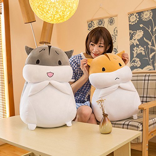 Niedliches Hamster-Plüschtier Kuschel-Hamster-Kissen Kuscheltier-Puppe Weicher Hamster Plüschkissen für Kinder/Paare Geschenke Grau-01 60cm