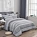 WONGS BEDDING Grey Comforter Set Queen, Soft Microfiber Reversible Gray Boho Down Alternative Comforter Set for Queen Bed- 3 Pieces (1 Solid Comforter + 2 Pillowcases), Bedding Duvet Set 90