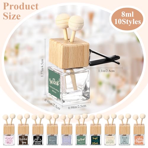 Image of Havawish 20 Pcs Glass Car Diffuser Bottles with Wooden Caps - Refillable Essential Oil Diffuser Vent Clip Aromatherapy Car Freshener Employee Teacher Appreciation Gifts