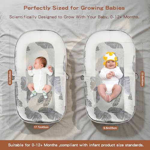 Image of Baby Lounger, Portable Foldable Infant Lounger for Newborn to Toddler(0-12 Month), Baby Nest for Home Travel Dual-Purpose