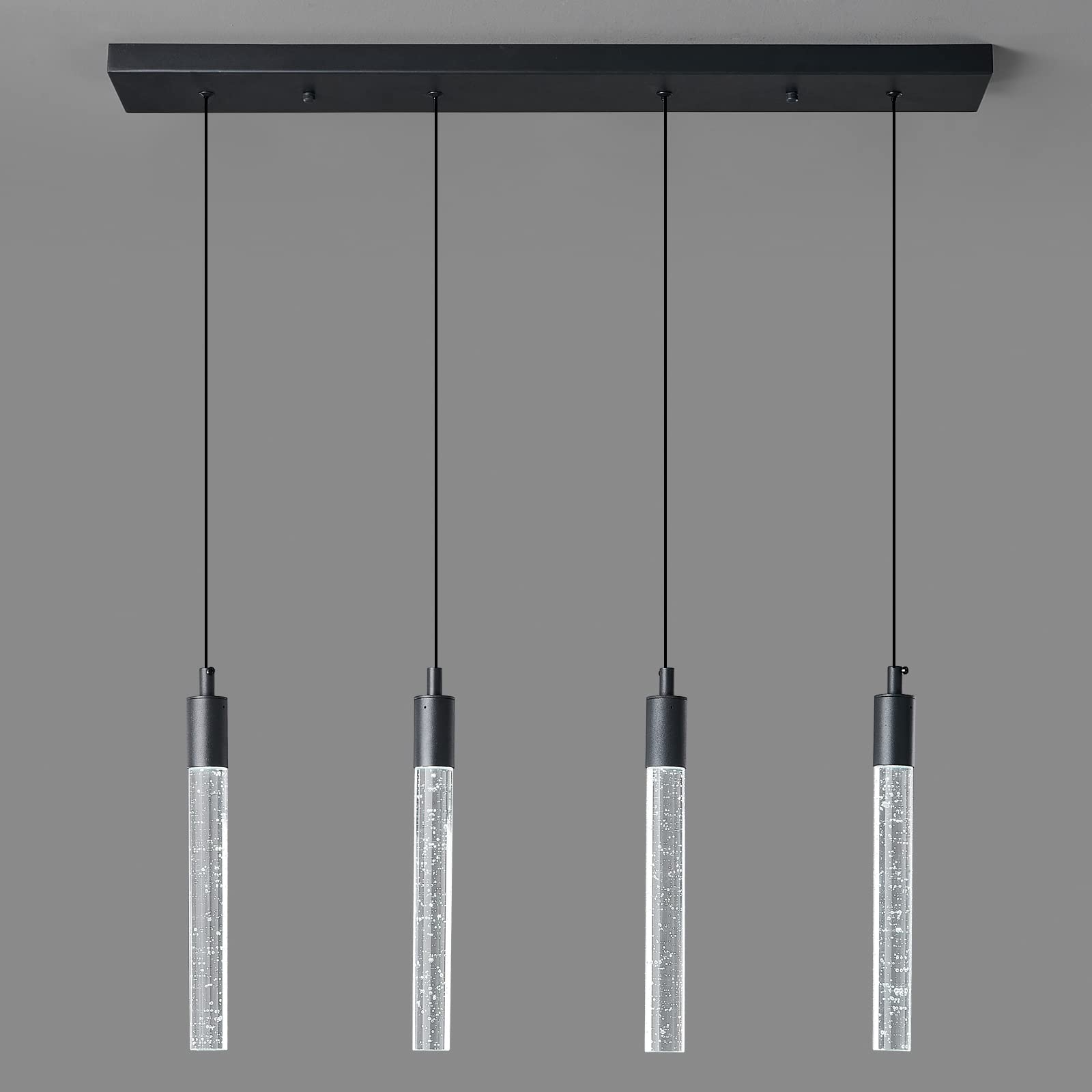 Nowoczesna lampa wisząca LED, czarna, mini lampa wisząca, do sypialni, stolik nocny, mała lampa wisząca (4 światła)