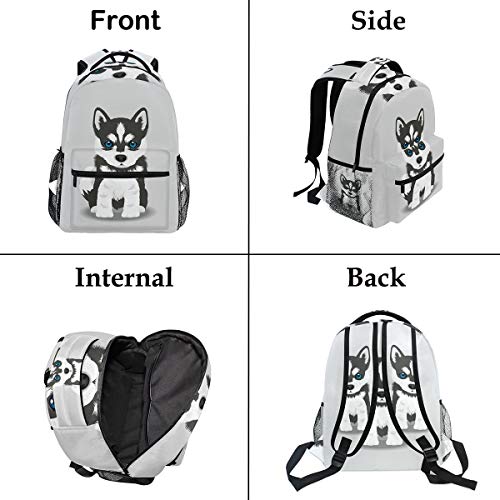Wamika Siberian Husky Puppy Backpacks for Kids Women Men Dog Design Computer Laptop Backpack Cute Puppy Casual Book Bag Travel Camping Daypack2