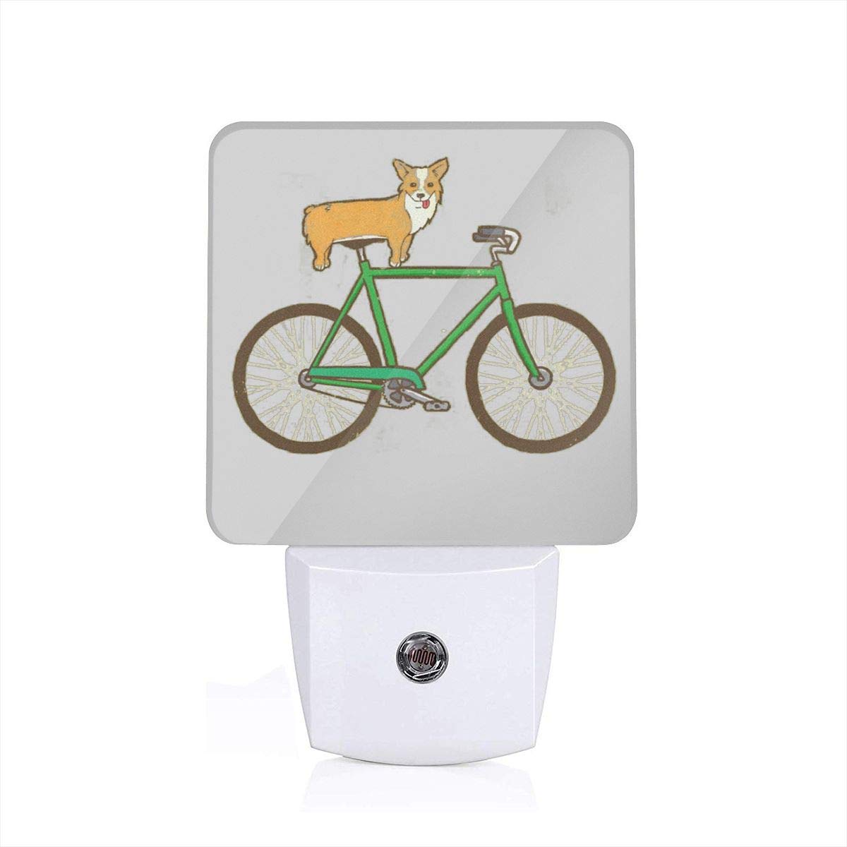 Shepinqee Nutmix Corgi On A Bike Maternal and Child's Room Automatic On/Off Night Lights