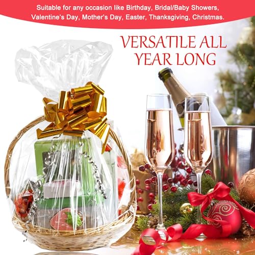 Image of Morepack Large Shrink Wrap Bags for Gift Baskets 30x30 inches 20 Pcs