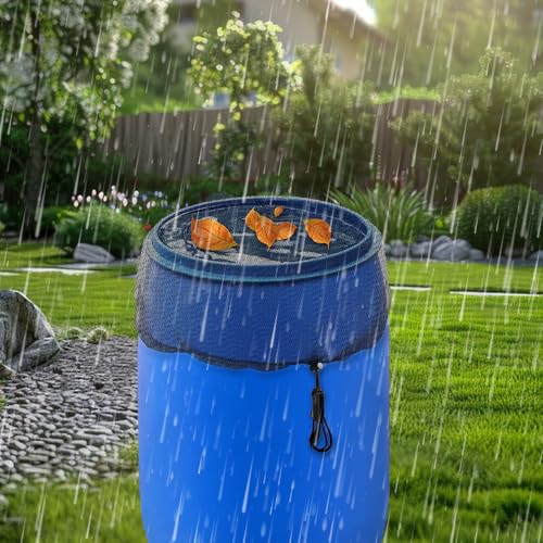 SPEACOUR 2 Stück Regentonnen Netz Regentonne Abdeckung Verstellbares 95cm Regentonnennetz mit Zugkordel Regentonnen Schutznetz Wetterbeständiger Mückenschutz Schutz vor Laub Insekt Stechmücken