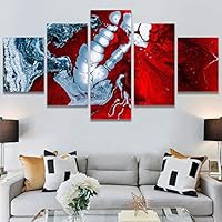SIGNWIN 5 Panel Canvas Wall Art Modern Art 3D Abstract Abstract Brushstroke Contemporary Digital for Home Decorations Ready to Hang - 60