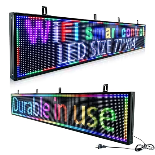 Image of programmable led sign custom scrolling digital signage display screen outdoor for business electronic message board advertising marquee word light Wifi Control High Brightness Neon 77 inchX14 inch