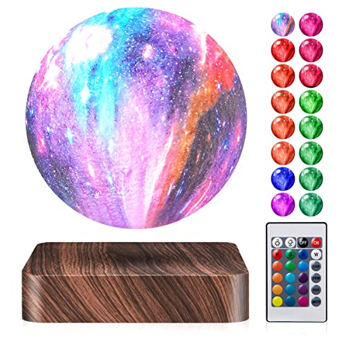 Get Special Price Levitating Galaxy Moon Lamp 16 Colors Floating and Spinning 3D Printing LED Moon Light with Remote Control Magnetic Levitation Moon Night Lights Home Office Decor Desk Tech Toys