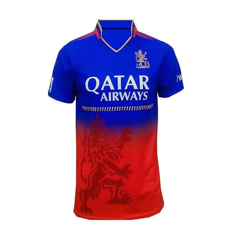 Image of Rcb Virat Kohli 18 Cricket Team Regular Fit Jersey Tshirt 2024 (Boys,Kids,Men)(9-10Years) Multicolour