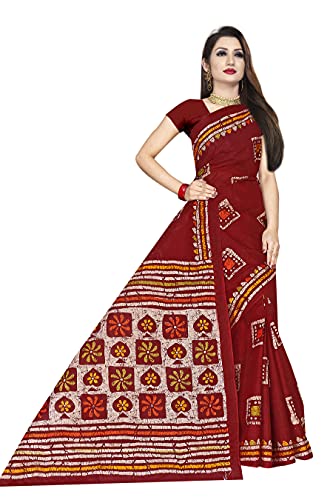 Image of TAMAIRA FASHION Mulmul Pure Cotton Saree For Woman Batik Printed |Office Wear Daily Wear Sarees For Women Without Blouse Piece(Available in 9 Colours)