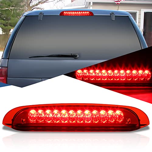 Auto Dynasty Full LED 3rd Third Tail Brake Light Rear Centre High Mount Stop Lamp Compatible with Ford Explorer 1998-2001, Chrome Housing Red Lens
