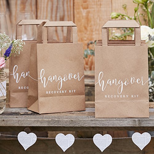 Ginger Ray Natürliche Kraftpapier-Kater-Kur Hochzeit Erholung Kit Taschen 5 Pack Rustikales Land