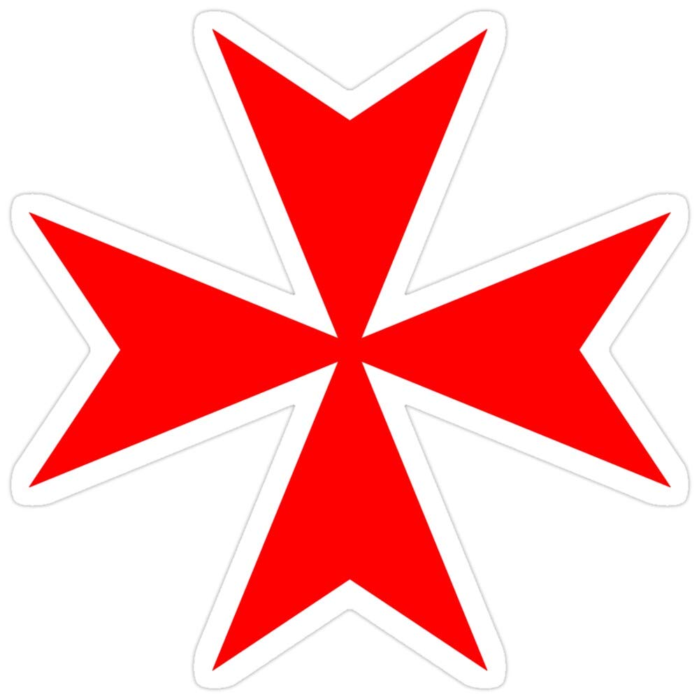 Jess-Sha Store 3 PCs Stickers Maltese Cross Red, Malta Sticker for Laptop, Phone, Cars, Vinyl Funny Stickers Decal for Laptops, Guitar, Fridge