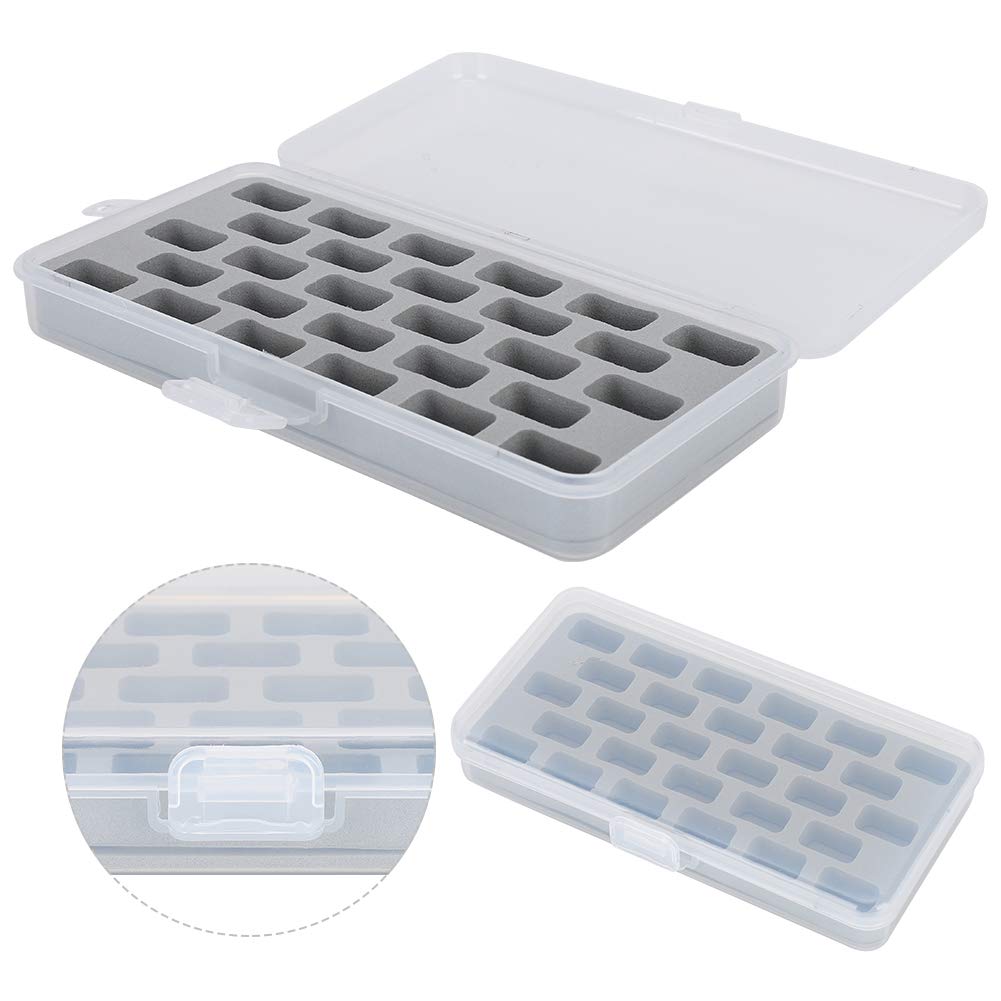 Scatola Porta Bobine Vuote Per Cucito - Organizzatore In Plastica Trasparente Con 28 Slot E Coperchi Individuali. Include Divisori E Setto. Perfetto Per Macchina Da Cucire.