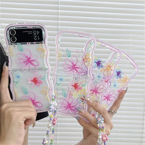 Étui pour Samsung Z Flip 5 idée cadeau idéal avec sa lanière de fleur et chaîne de poignet - 7