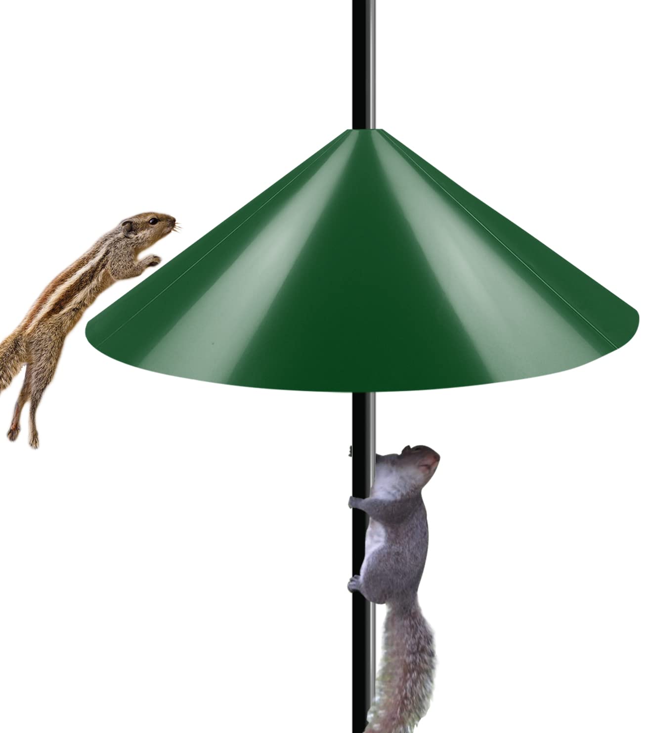 Ansionsol 19 Inch Wide Squirrel Baffle for Bird Feeder Pole, Outside Pole Mount Stopper & Bird House Guard for Outdoor Shepherdâ€™s Hook, Green, 1 Pack