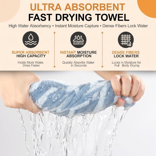 Image of Story@Home K-Cloud Luxury Bath Towel Set for Gifting, Microfiber Towels, 500 GSM, Ultra Soft, Quick Dry, 3X More Absorbent Than Cotton Towels, 1 Bath Towel & 2 Hand Towels, Gift Box, Set of 3-Ice Blue