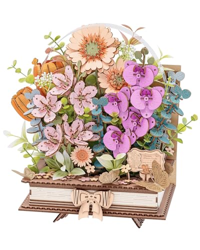 Livre de floraison en bois puzzle 3D pour activité manuelle adulte