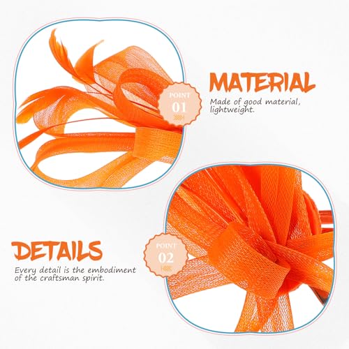 minkissy Orange Hair Fascinator Headband Flower Headpiece for Weddings Tea Parties and Carnival Lightweight Mesh Design 7.9X7.1X1.2 Inches - Image 3