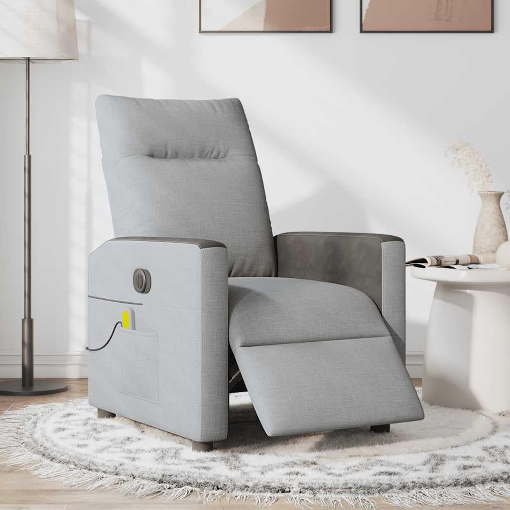 Genérico Sillón reclinable de Masaje eléctrico Tela Gris Claro,Sillas,Sillones-3324045