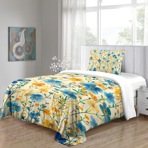 Housse de couette 135x200 fleurs aquarelle parure de lit 2 pièces - 5