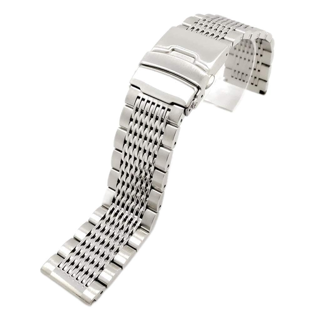 QHQQXN Correa de Reloj, Correa de Acero Inoxidable sólida de 22/20/24 mm, Correa de Reloj de Seguridad con Cierre Plegable