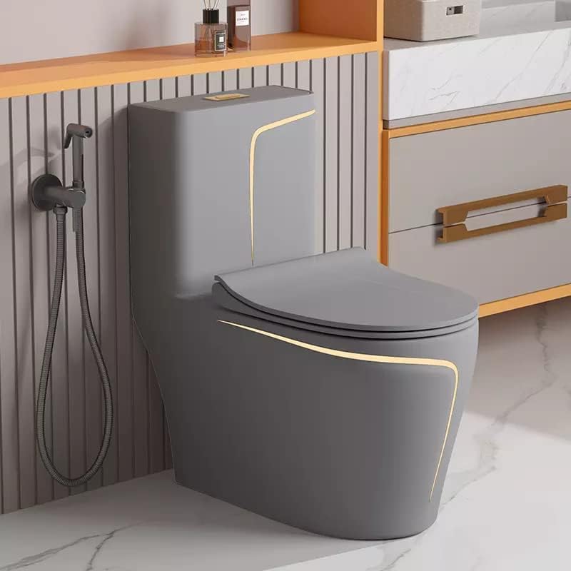 Image of B Backline Ceramic P Trap Commode | One Piece Floor Mount Western Toilet Commode /European Commode /Water Closet For Bathroom P trap Outlet From Wall - (Grey Glossy)