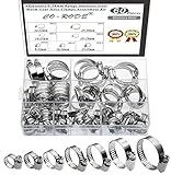 60PCS 8-38mm Range Adjustable Stainless Steel Worm Gear Hose Clamps Screw Assortment Kit