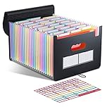 ThinkTex Accordion‌ File Organiser, 26 Pockets Expanding File Folders, Monthly Bill Receipt Documents Organiser, Colorful Tabs, Letter/A4 Size