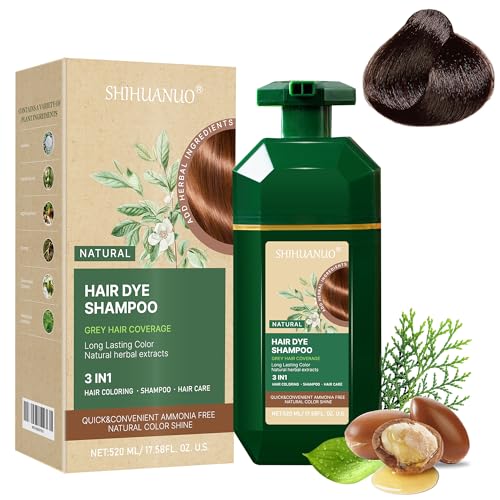 SHIHUANUO 3-in-1 Hair Dye Shampoo Brown 520ml